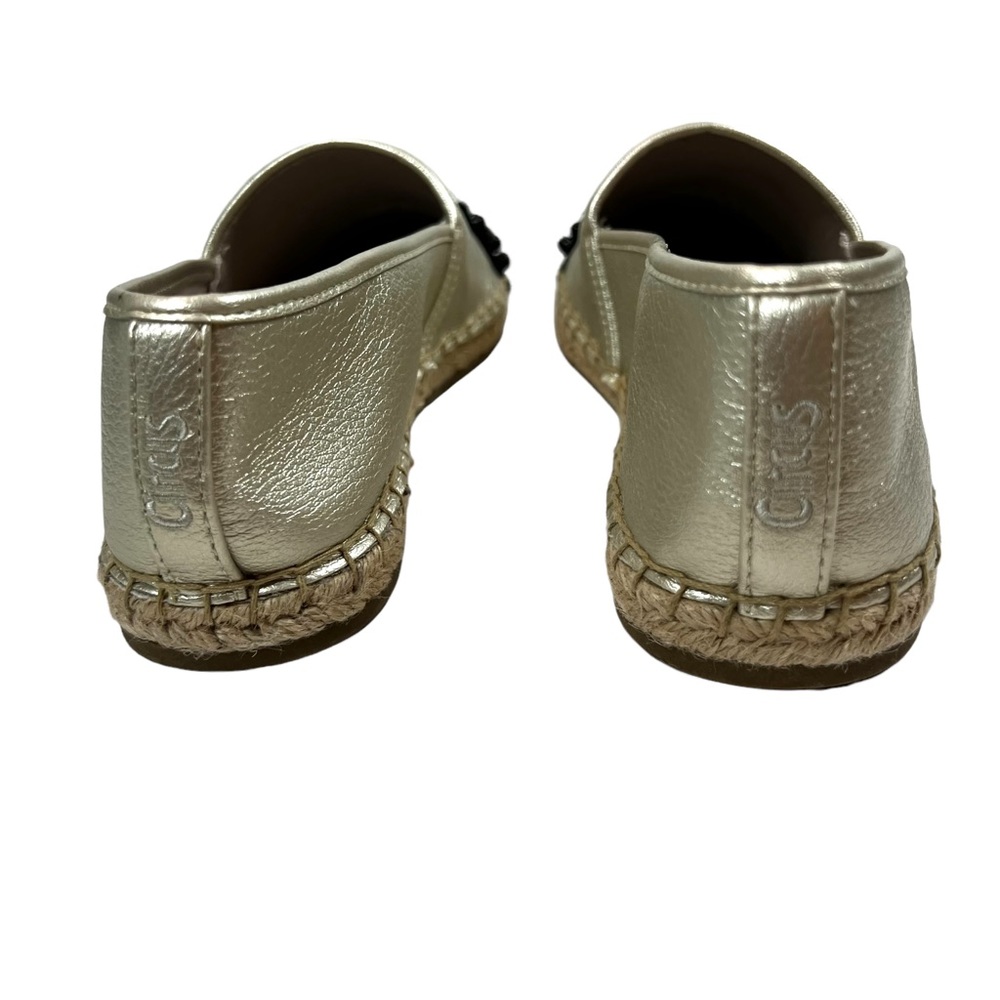 Circus Sam Edelman Loretta Size 9 Gold Metallic Black Embellished Espadrille - Picture 8 of 11